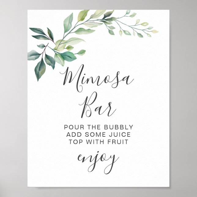 Modern Watercolor Eucalyptus Leaves Greenery Poster (Framsidan)