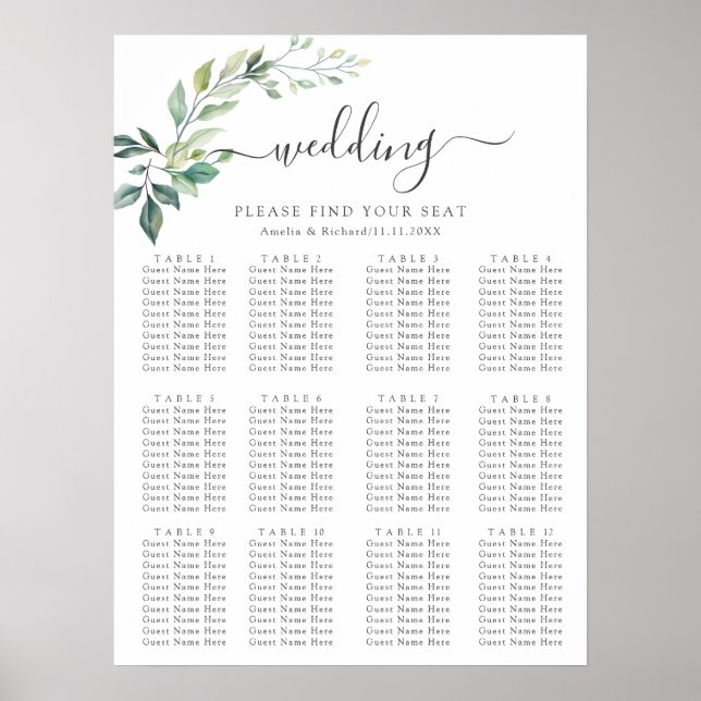 Modern Watercolor Eucalyptus Leaves Greenery Poster (Framsidan)