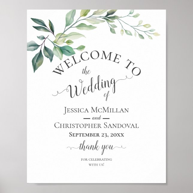 Modern Watercolor Eucalyptus Leaves Greenery Poster (Framsidan)