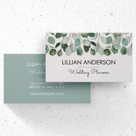 Modern Watercolor Eucalyptus Löv Blommigt Visitkort