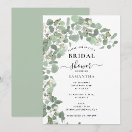 Modern Watercolor Eucalyptus Löv Möhippa Inbjudningar