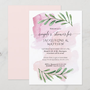 Modern Watercolor Eucalyptus Löv Par Shower Inbjudningar