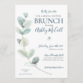 Modern Watercolor Eucalyptus Möhippa Inbjudan