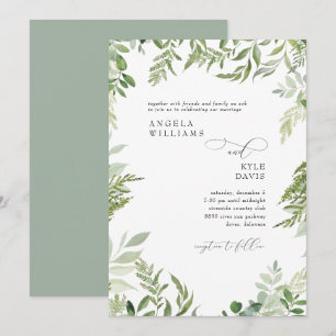 Modern Watercolor Eucalyptus Sage Bröllop-inbjudan Inbjudningar