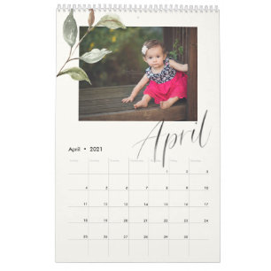 Modern Watercolor Eucalyptus Script Multi Photo Kalender