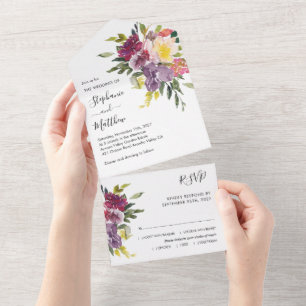 Modern Watercolor Fall Blommigt Bröllop