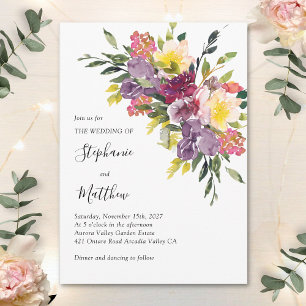 Modern Watercolor Fall Blommigt Bröllop Inbjudningar