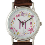 Modern Watercolor Floral Monogram Armbandsur<br><div class="desc">Watercolor painting of wild flowers.
Customize by changing the monogram initial.</div>