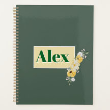 Modern Watercolor Flowers & green Bg