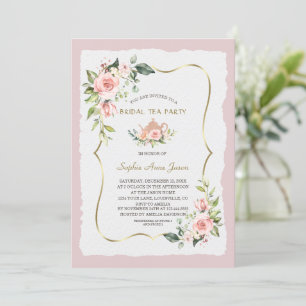 Modern Watercolor Flowers Möhippa Tea Party Inbjudningar