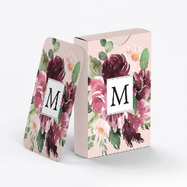 Modern Watercolor Flowers Monogrammed Casinokort