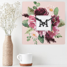 Modern Watercolor Flowers Monogrammed