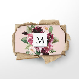 Modern Watercolor Flowers Monogrammed Visitkort