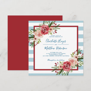 Modern Watercolor Flowers Winter Wedand Inbjudningar