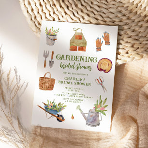 Modern Watercolor Garden Party Möhippa Inbjudningar