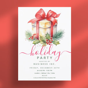 Modern Watercolor Gift Corporate Julfest Inbjudningar