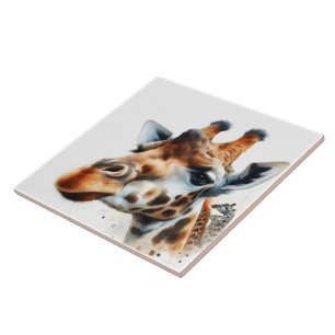 Modern Watercolor Giraffe Mural Kakelplatta