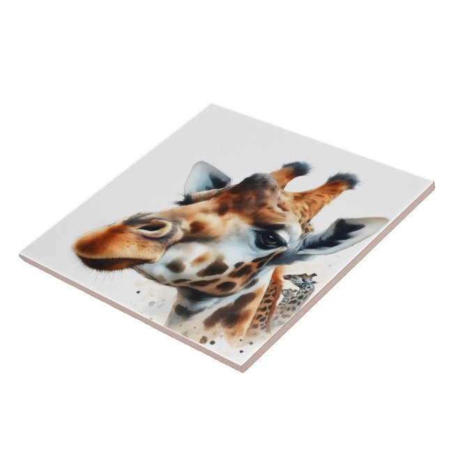 Modern Watercolor Giraffe Mural Kakelplatta (Sidan)