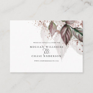 Modern Watercolor Glitter Foliage BarefootBride™ Visitkort