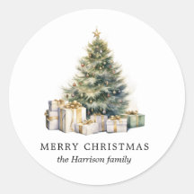 Modern Watercolor God jul Träd