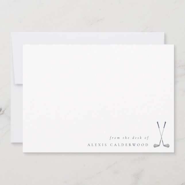 Modern Watercolor Golf Clubs Personalized Anteckningskort (Framsida)