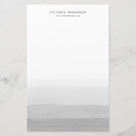Modern Watercolor Grått Ombre-Personlig Brevpapper