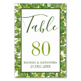 Modern Watercolor Greenery Bröllop Bordsnummer