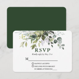 Modern Watercolor Greenery Bröllop Grönt OSA Kort