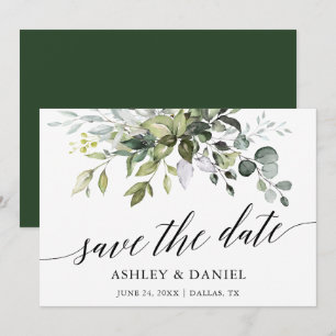 Modern Watercolor Greenery Calligraphy Spara Datumet