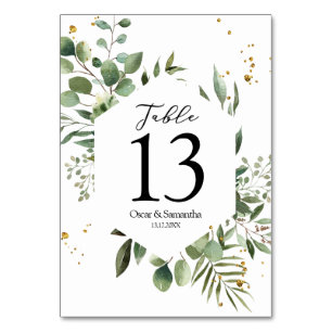 Modern Watercolor Greenery Eucalyptus Grönt Ram Bordsnummer