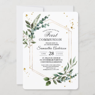 Modern Watercolor Greenery Eucalyptus Guld Ram Inbjudningar
