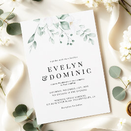 Modern Watercolor Greenery Foliage Wedding Inbjudningar