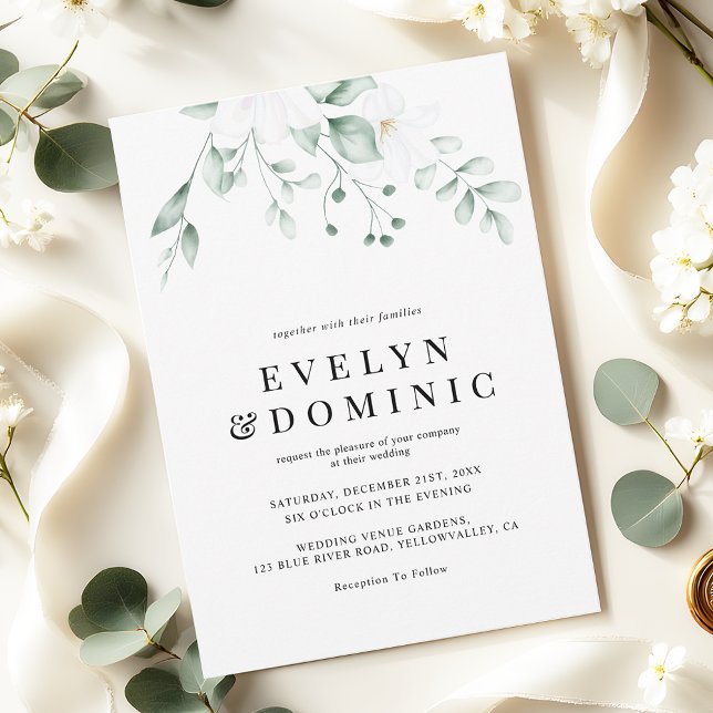 Modern Watercolor Greenery Foliage Wedding Inbjudningar (Skapare uppladdad)