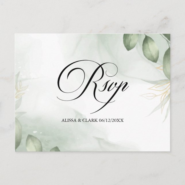 Modern Watercolor Greenery OSA Postcard Vykort (Framsida)