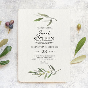 Modern Watercolor Grönt Olive Gren Inbjudningar