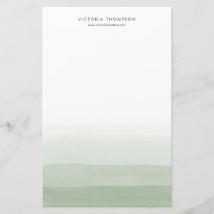 Modern Watercolor Grönt Ombre-Personlig Brevpapper