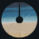 Modern Watercolor Guld Blue Beach Julgransmatta Borstad Polyester<br><div class="desc">Sjölandskap för handmålade penseldrag,  stranddesign,  fylld med marinblått,  indigo,  teal,  havsblått,  turkos,  guld,  sand färg,  vattenfärgning,  penselmålning och färg-färgat stänk,  skapande av ett markuttag. Jordens havsinspirerade,  contemporaryns konst,  unika konst är perfekt för en modern dekoration.</div>