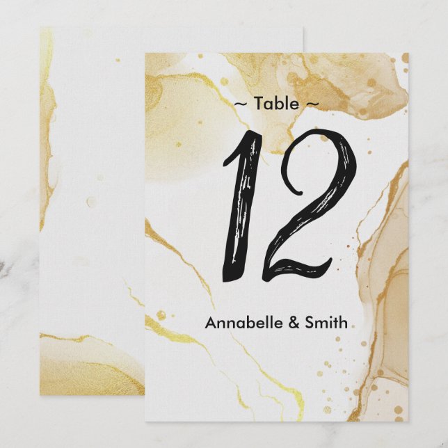 Modern Watercolor Guld bordsnummer (Fram/baksida)