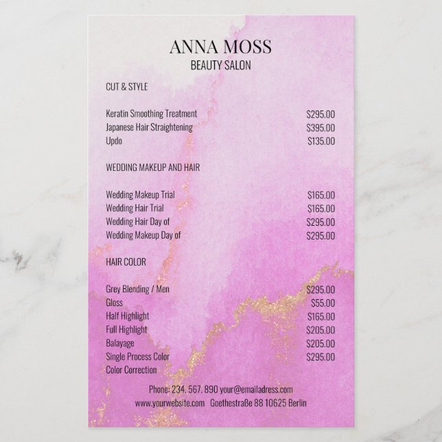 Modern Watercolor Guld Glitter Flyer (Framsidan)
