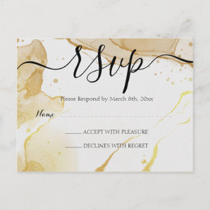 Modern Watercolor Guld RSVP-brevkort Vykort