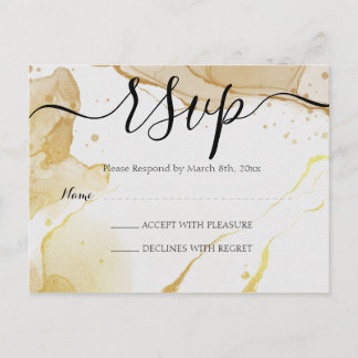 Modern Watercolor Guld RSVP-brevkort Vykort