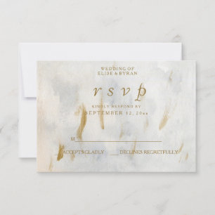 Modern Watercolor Guld White Marble Bröllop OSA