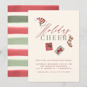 Modern Watercolor Helgdag Cheer jul Party Inbjudningar