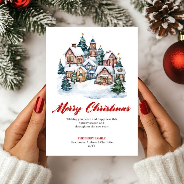 Modern Watercolor Holiday Scene Greeting Card Julkort (Modern Watercolor Holiday Scene Greeting Card)