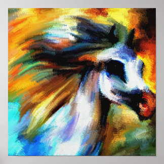 Modern Watercolor Horse Hand Painting Stallion Poster