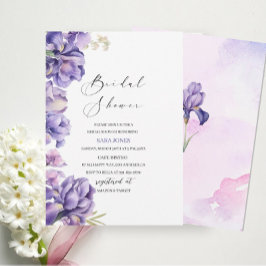 Modern Watercolor Iris Lilac-Möhippa Inbjudningar