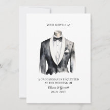 Modern Watercolor Kostym Groomsman Frieri