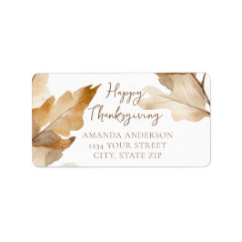 Modern Watercolor Leaf Thanksgiving Adressetikett