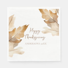 Modern Watercolor Leaf Thanksgiving Pappersservett