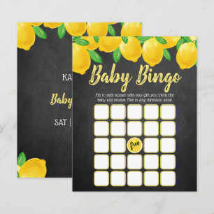 Modern Watercolor Lemon Träd Baby Shower Bingo